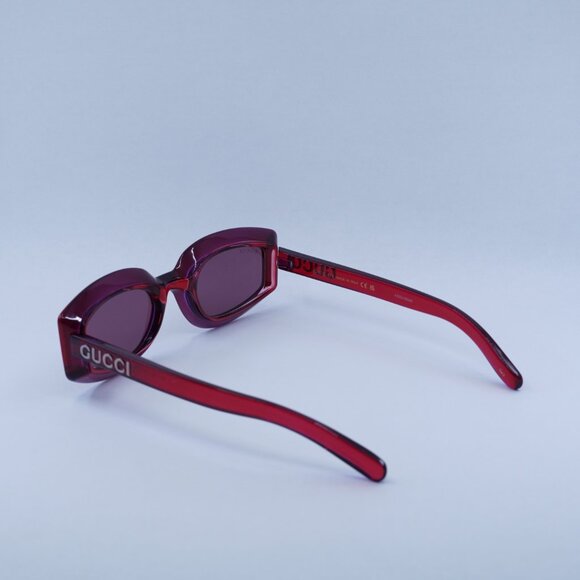 Gucci GG1719S 004 Sunglasses Transparent Red Geometric Frame main image 11